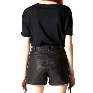 BLANKNYC High Rise Lace Up Vegan Leather Shorts Sz 30 Black Indie Rock Festival